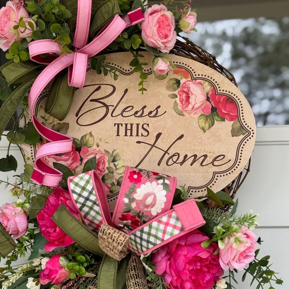 Bless This Home Floral Wreath